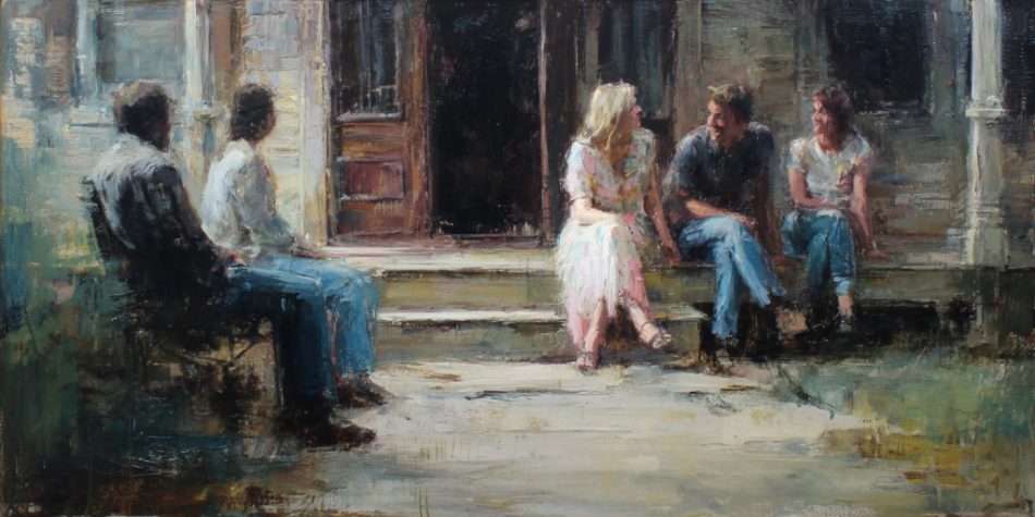 Family members sit near each other without speaking, depicting the emotional strain of family estrangement.