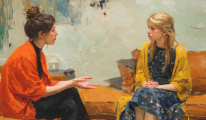 A counseling session in progress highlights the protected speech questions at the heart of conversion therapy debates.