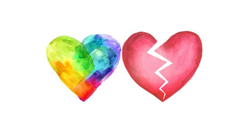 Rainbow Colored Heart & Red Broken Heart | Coming Out & Walking Away. Why? | Public Square Magazine | Stacey Harkey Gay | Studio C Gay | Stacey Studio C