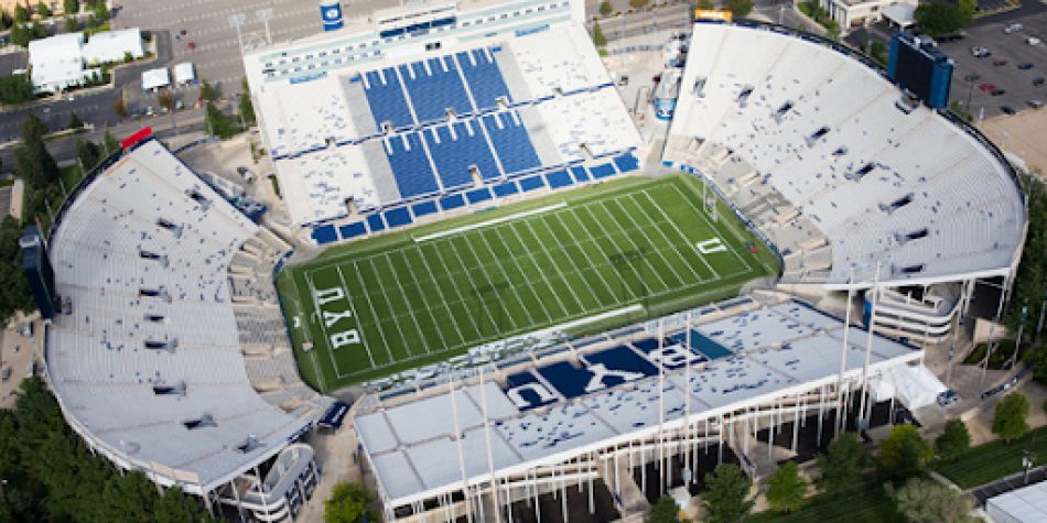 An image of LaVell Edwards Stadium from above