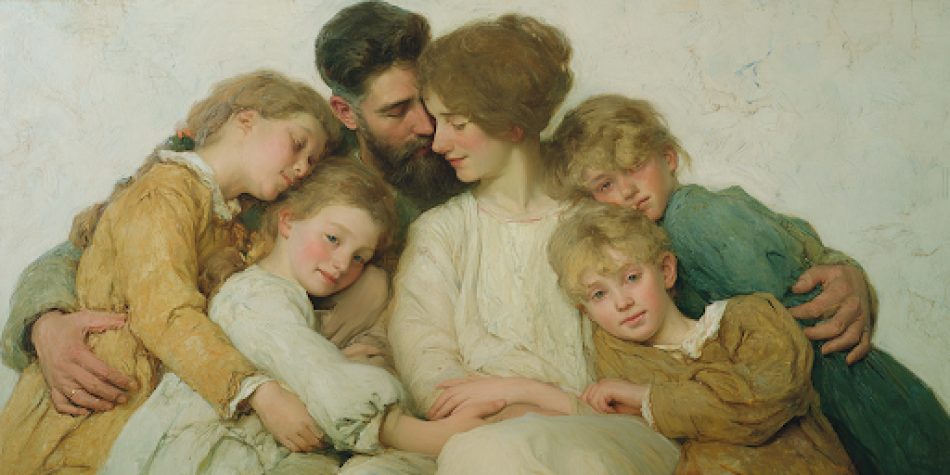 A family forms a circle representing the eternal unity of the family: a proclamation to the world.