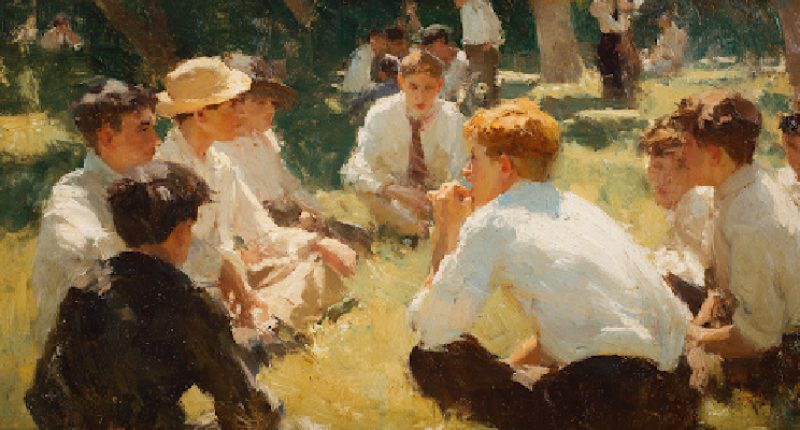 A youth supported by peers and a mentor, reflecting community as a strength in porn addiction recovery.