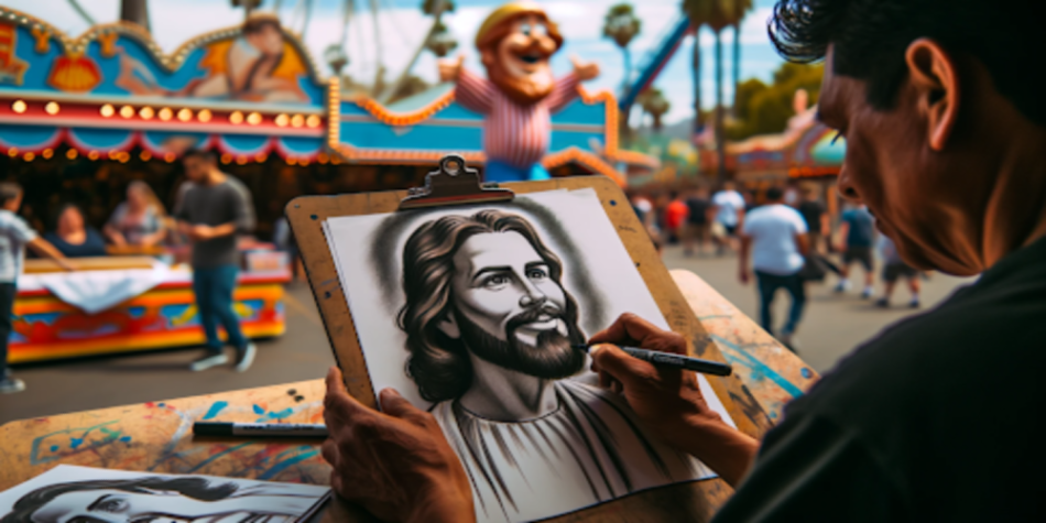 A caricature artist tries to answer “Who is Jesus” in visual form.