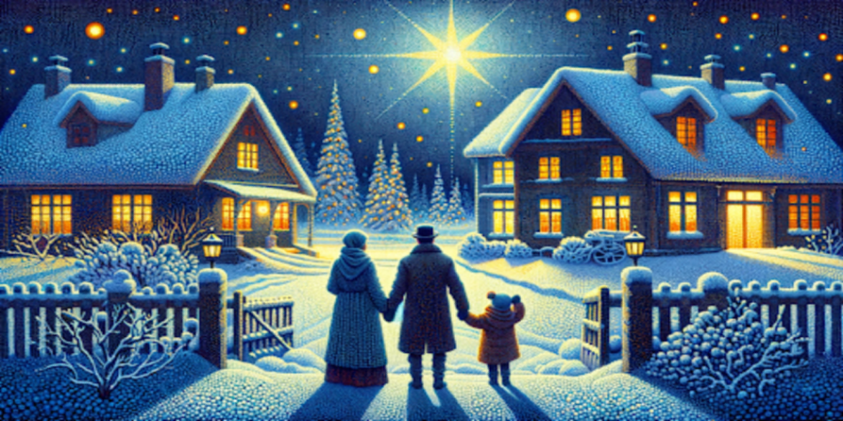A family finds light in darkness, symbolizing the true meaning of Christmas
